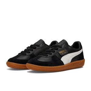 Puma Women's Palermo Leather Sneakers Shoes Black-Feather Gray-Gum 8.5 NEW